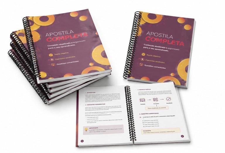 Apostilas impressas e encadernadas com espiral