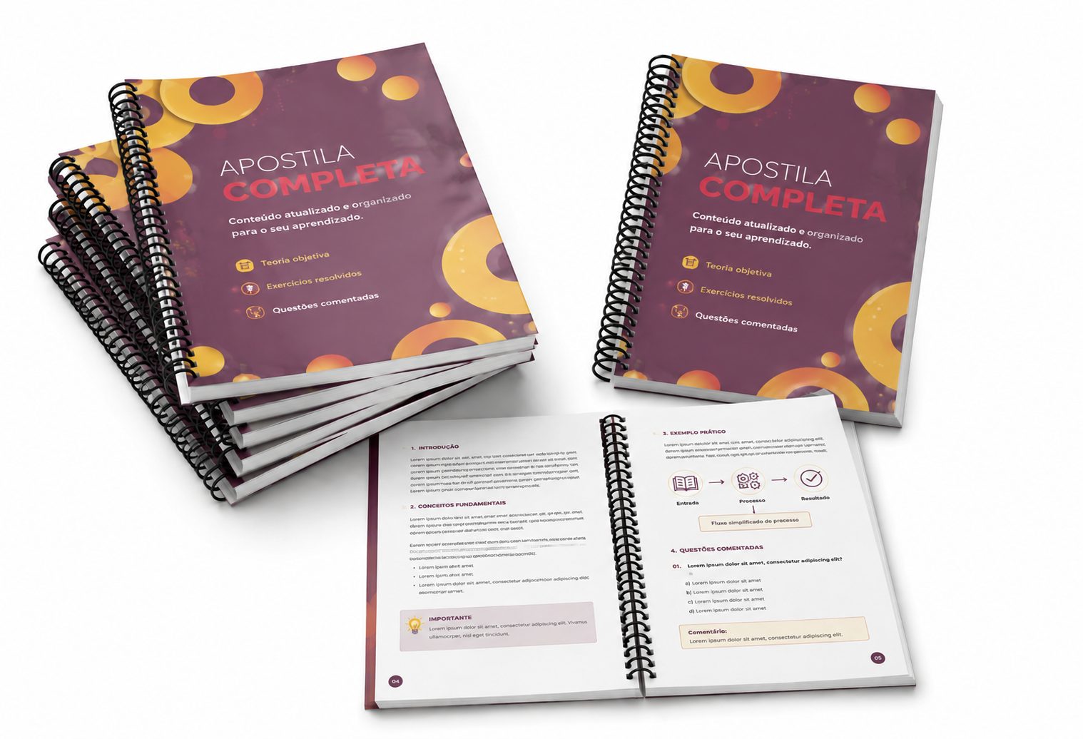 Apostilas impressas e encadernadas com espiral