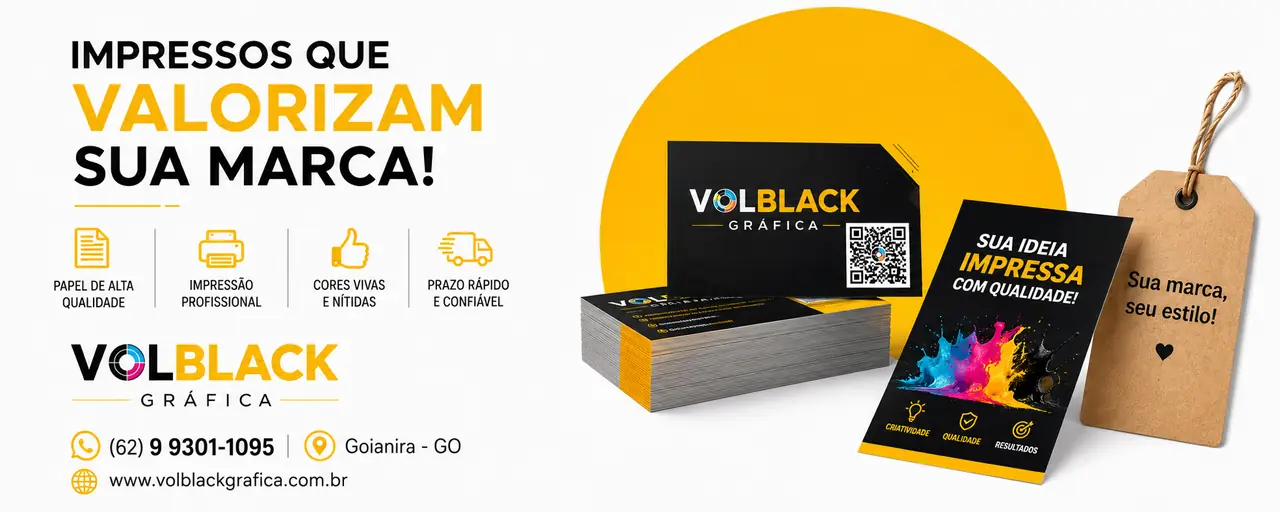 Impressos que valorizam sua marca: cartoes, panfletos e tags Volblack Grafica