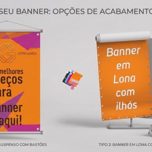 Banner 1 metro com acabamento em bastoes ou ilhos