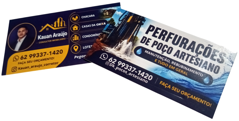 Cartões de visita coloridos frente e verso