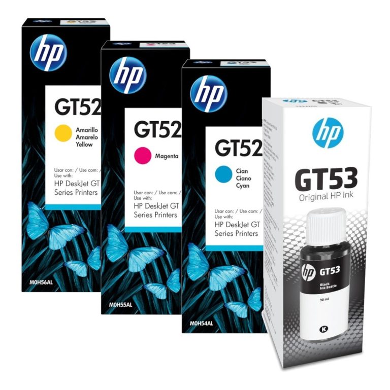 Kit de tintas HP GT52 e GT53 preto ciano magenta e amarelo