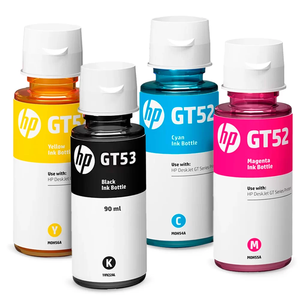 Kit de tintas HP GT52 e GT53 preto ciano magenta e amarelo